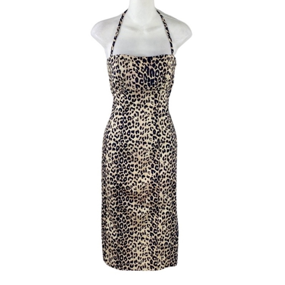 bebe Animal Print Halter Midi Dress